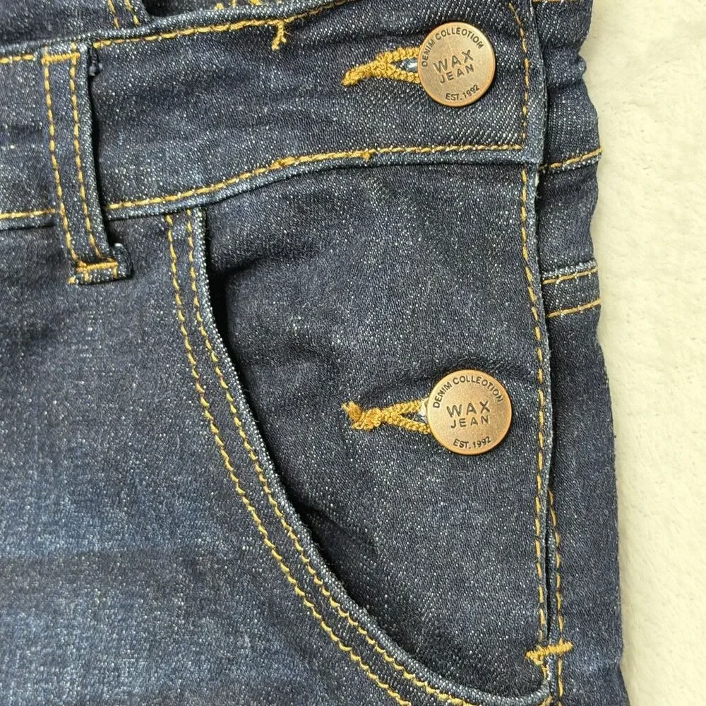 Wax Jeans Shortalls Dark‎ Blue Overalls Shorts Distressed Stretch Size 2X/3X